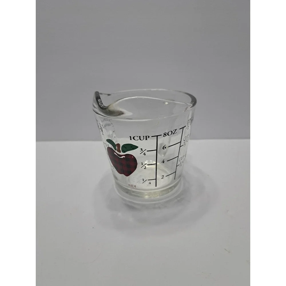 Anchor Hocking glass‎ measuring cup Decorated With Apples cooking kitchenware